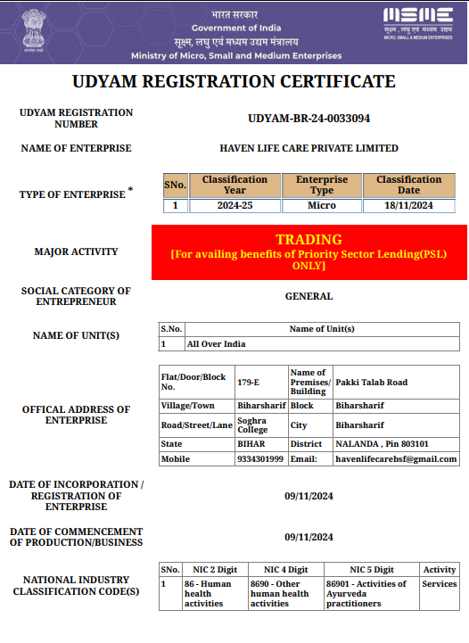 Udyam Certificate
